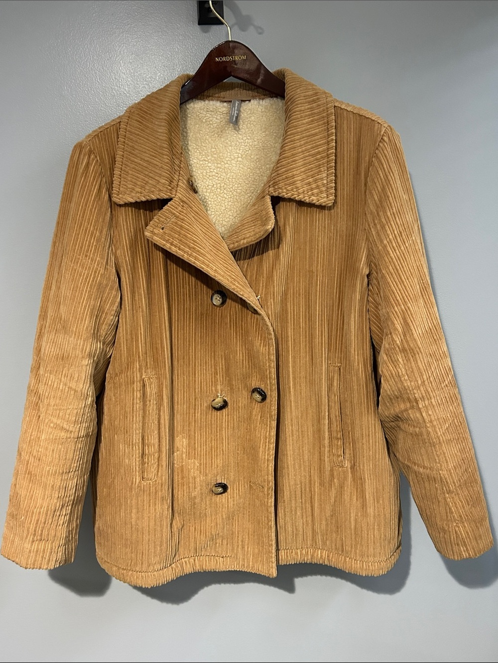 Hanna Andersson Camel Corduroy Sherpa-Lined Peacoat
